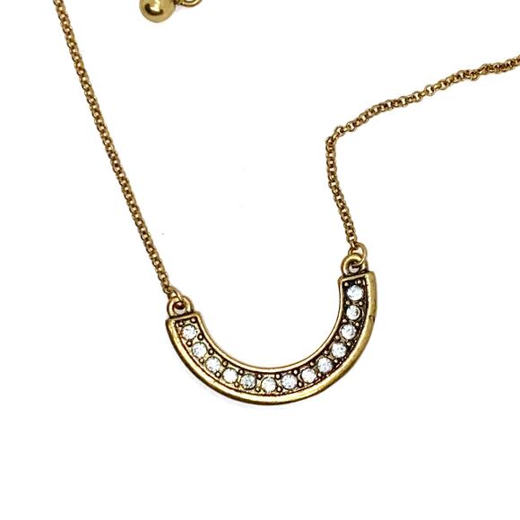 Gold-Tone Rhinestone Arch U Necklace - Picture 2 of 5